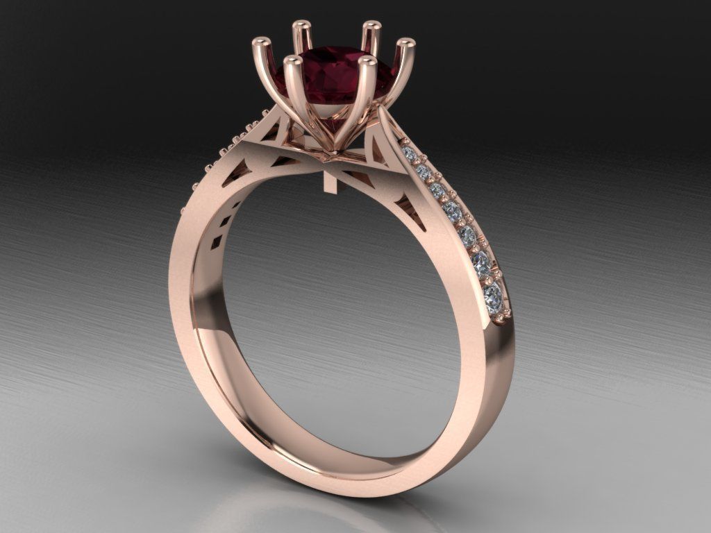 solitaire wedding  ring  3D print model_1