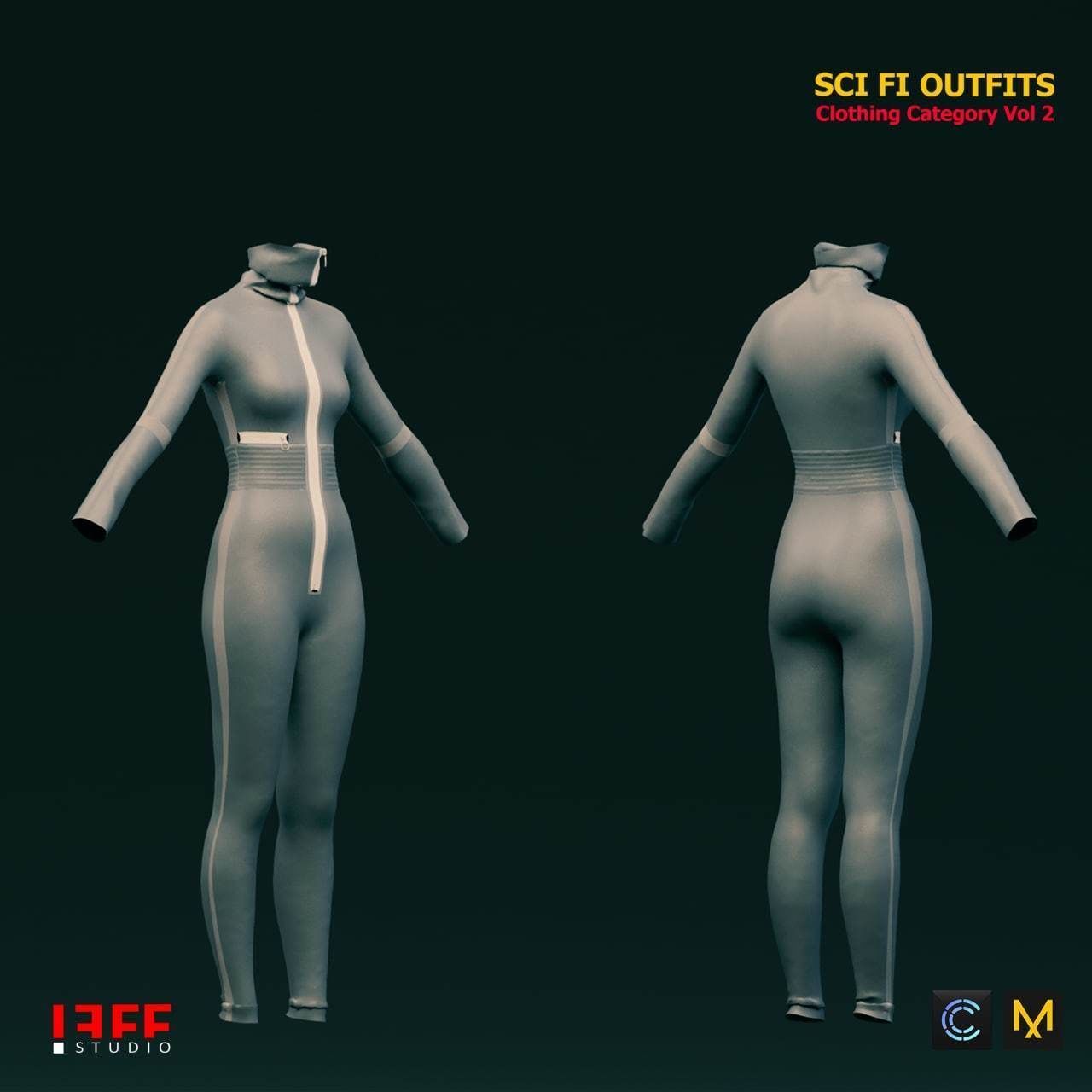 5 SCIFI CYBERPUNK OUTFITS  and SCIFI HELMETS AS A GIFT  VOL 2 Low-poly 3D model_11