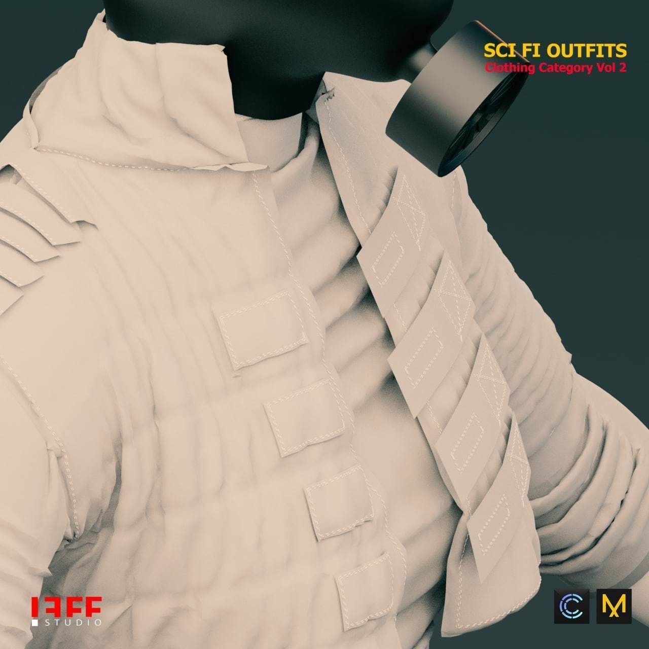 5 SCIFI CYBERPUNK OUTFITS  and SCIFI HELMETS AS A GIFT  VOL 2 Low-poly 3D model_8