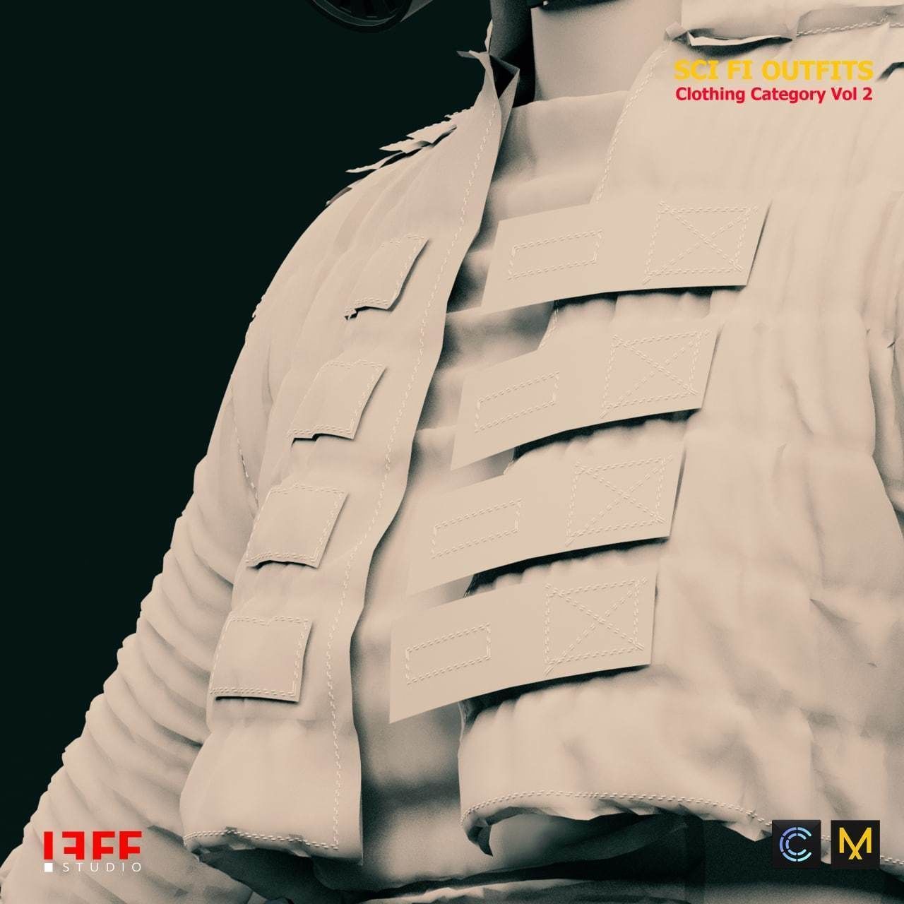 5 SCIFI CYBERPUNK OUTFITS  and SCIFI HELMETS AS A GIFT  VOL 2 Low-poly 3D model_9