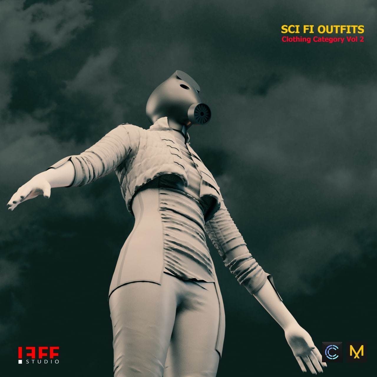 5 SCIFI CYBERPUNK OUTFITS  and SCIFI HELMETS AS A GIFT  VOL 2 Low-poly 3D model_7