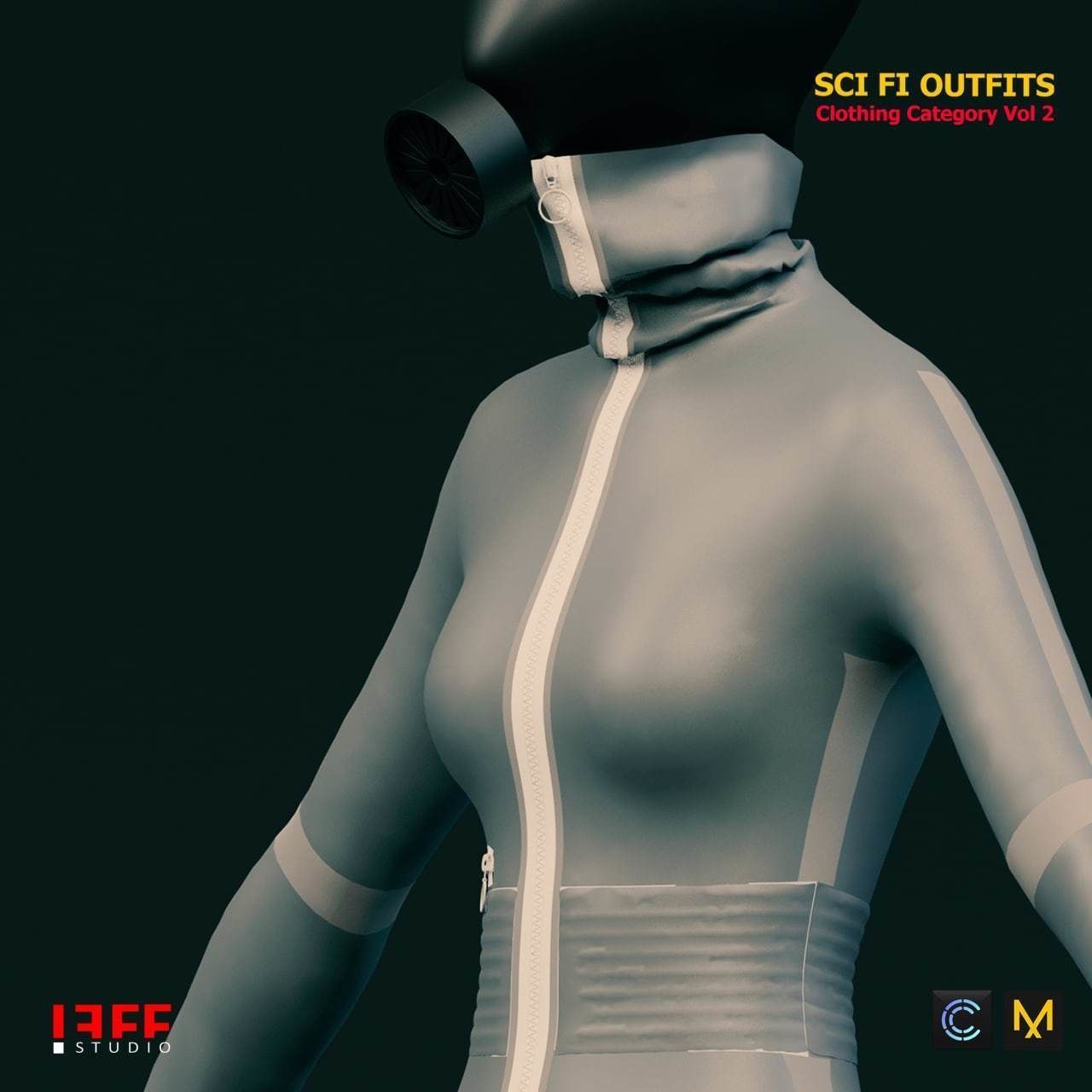 5 SCIFI CYBERPUNK OUTFITS  and SCIFI HELMETS AS A GIFT  VOL 2 Low-poly 3D model_13