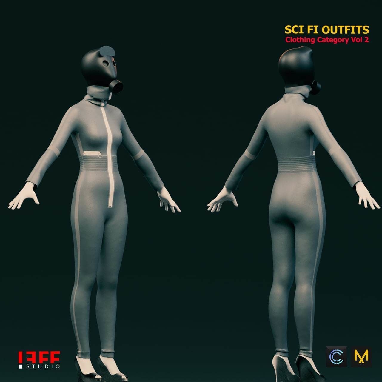 5 SCIFI CYBERPUNK OUTFITS  and SCIFI HELMETS AS A GIFT  VOL 2 Low-poly 3D model_10