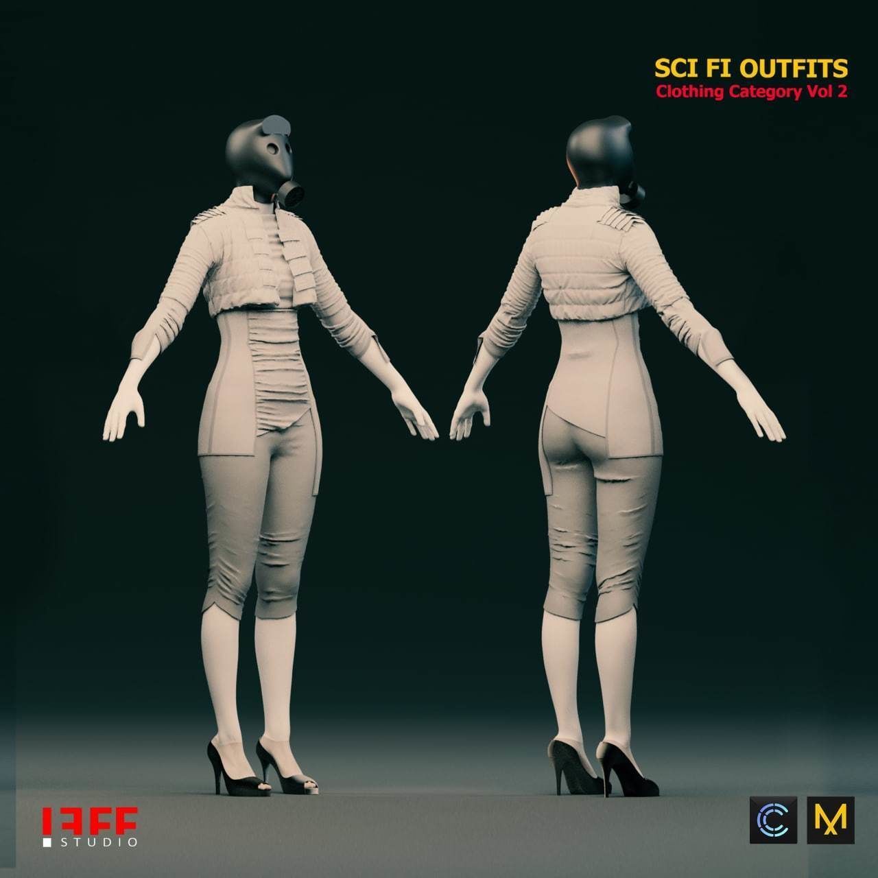 5 SCIFI CYBERPUNK OUTFITS  and SCIFI HELMETS AS A GIFT  VOL 2 Low-poly 3D model_5