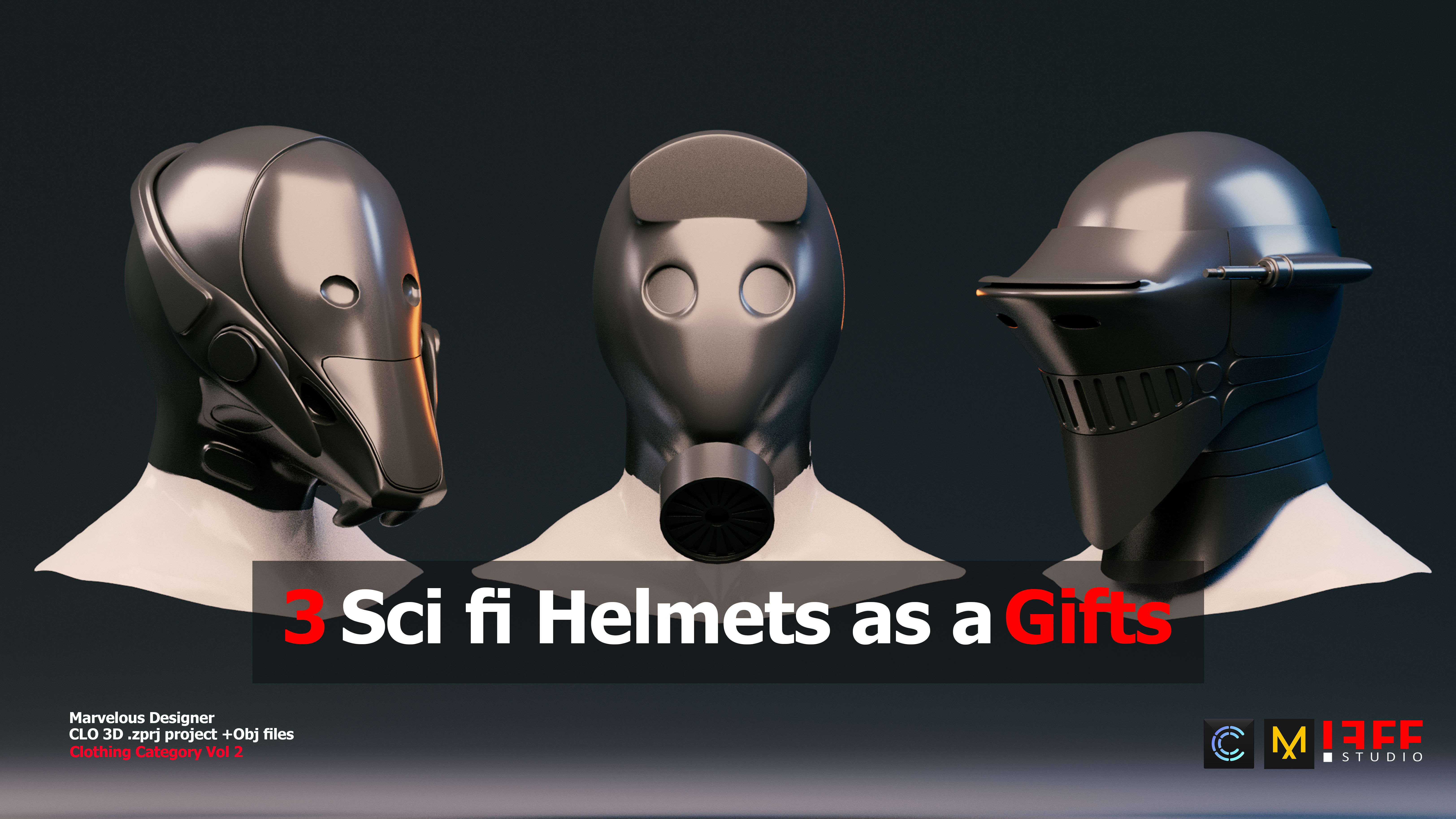 5 SCIFI CYBERPUNK OUTFITS  and SCIFI HELMETS AS A GIFT  VOL 2 Low-poly 3D model_1