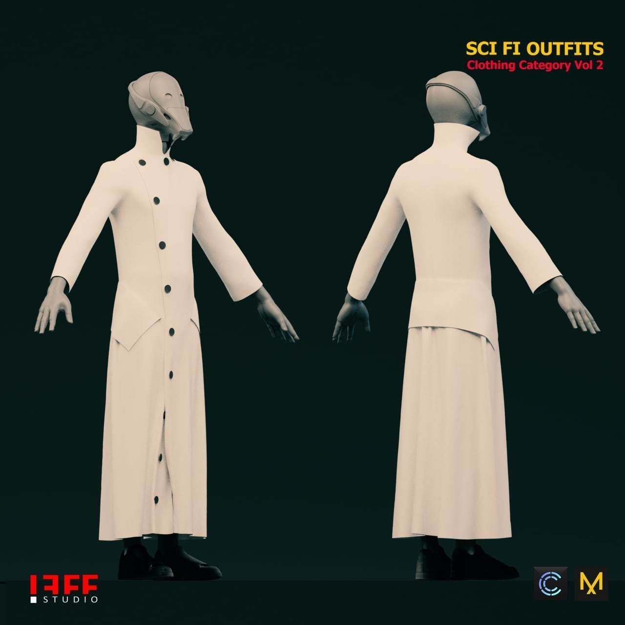 5 SCIFI CYBERPUNK OUTFITS  and SCIFI HELMETS AS A GIFT  VOL 2 Low-poly 3D model_14