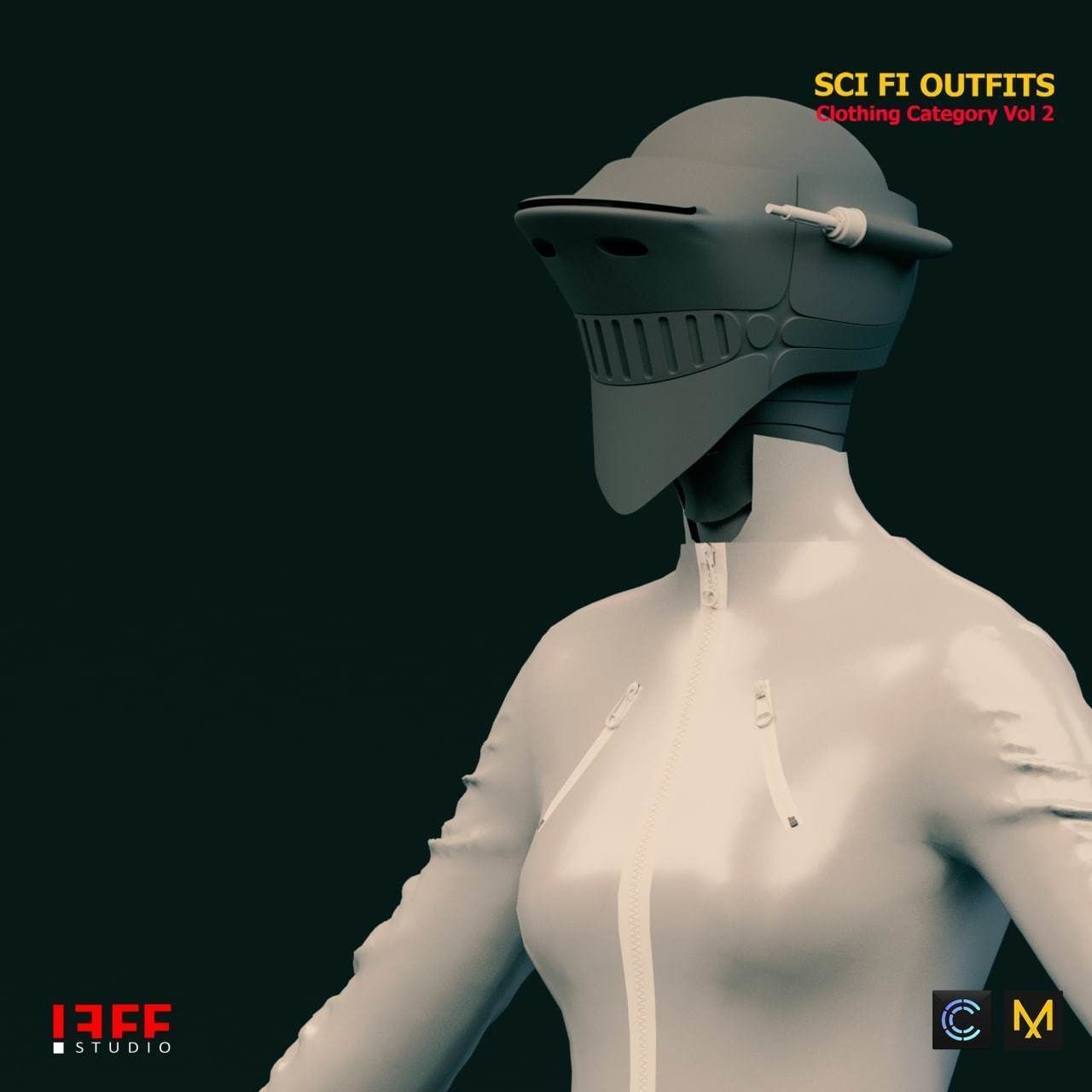 5 SCIFI CYBERPUNK OUTFITS  and SCIFI HELMETS AS A GIFT  VOL 2 Low-poly 3D model_20