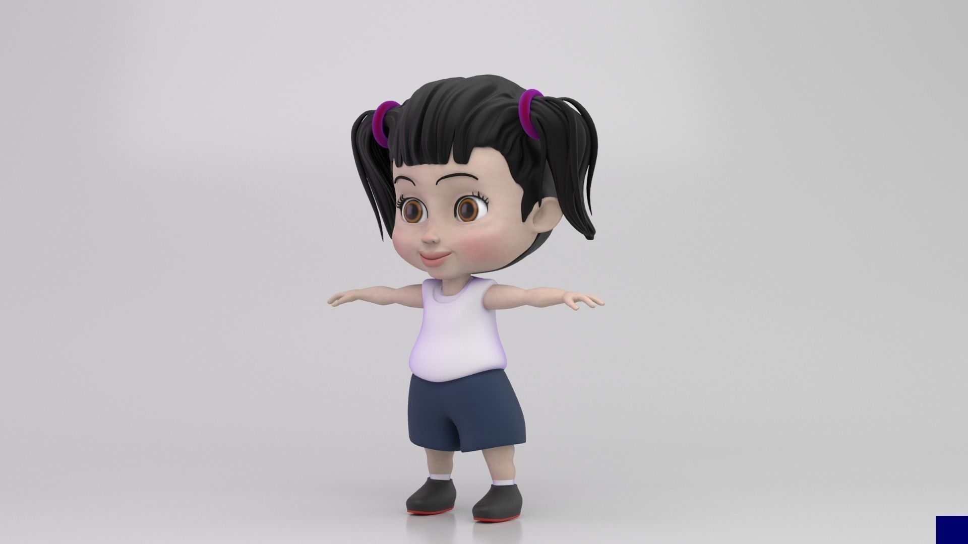 Cute Girl 3d Cartoon Model 3D model_5