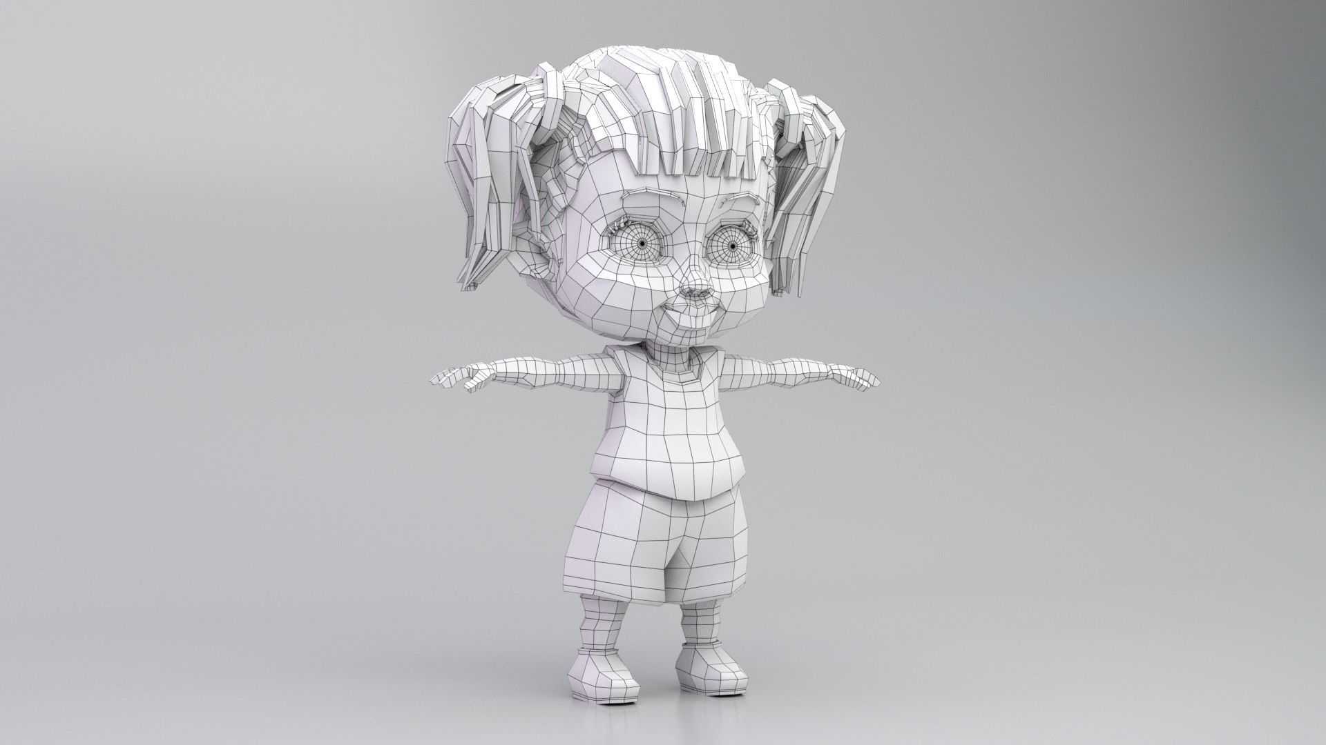 Cute Girl 3d Cartoon Model 3D model_10