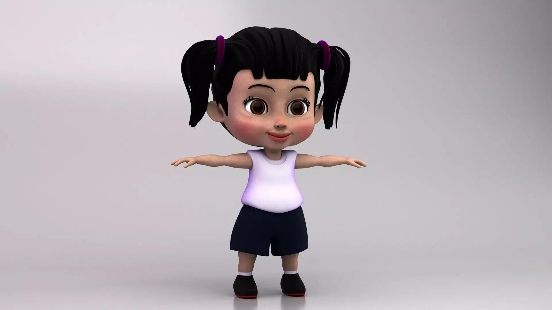 Cute Girl 3d Cartoon Model 3D model_0