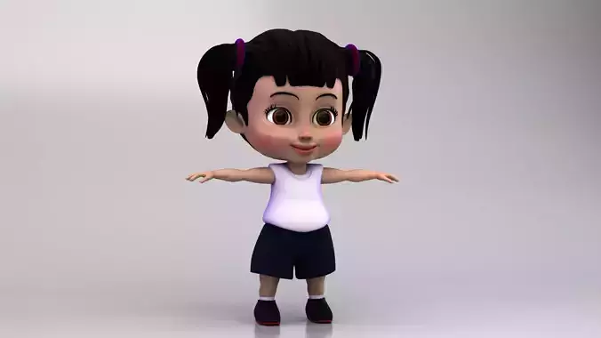 Cute Girl 3d Cartoon Model