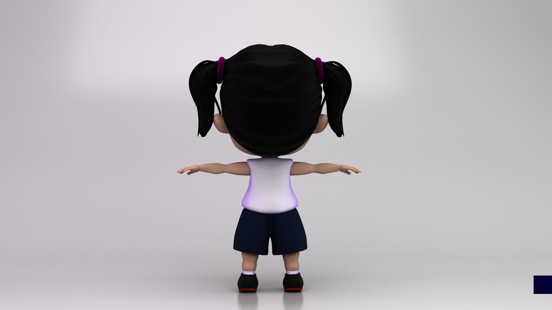 Cute Girl 3d Cartoon Model 3D model_2