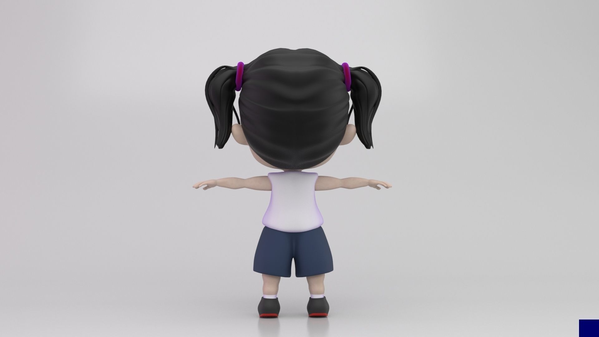 Cute Girl 3d Cartoon Model 3D model_4
