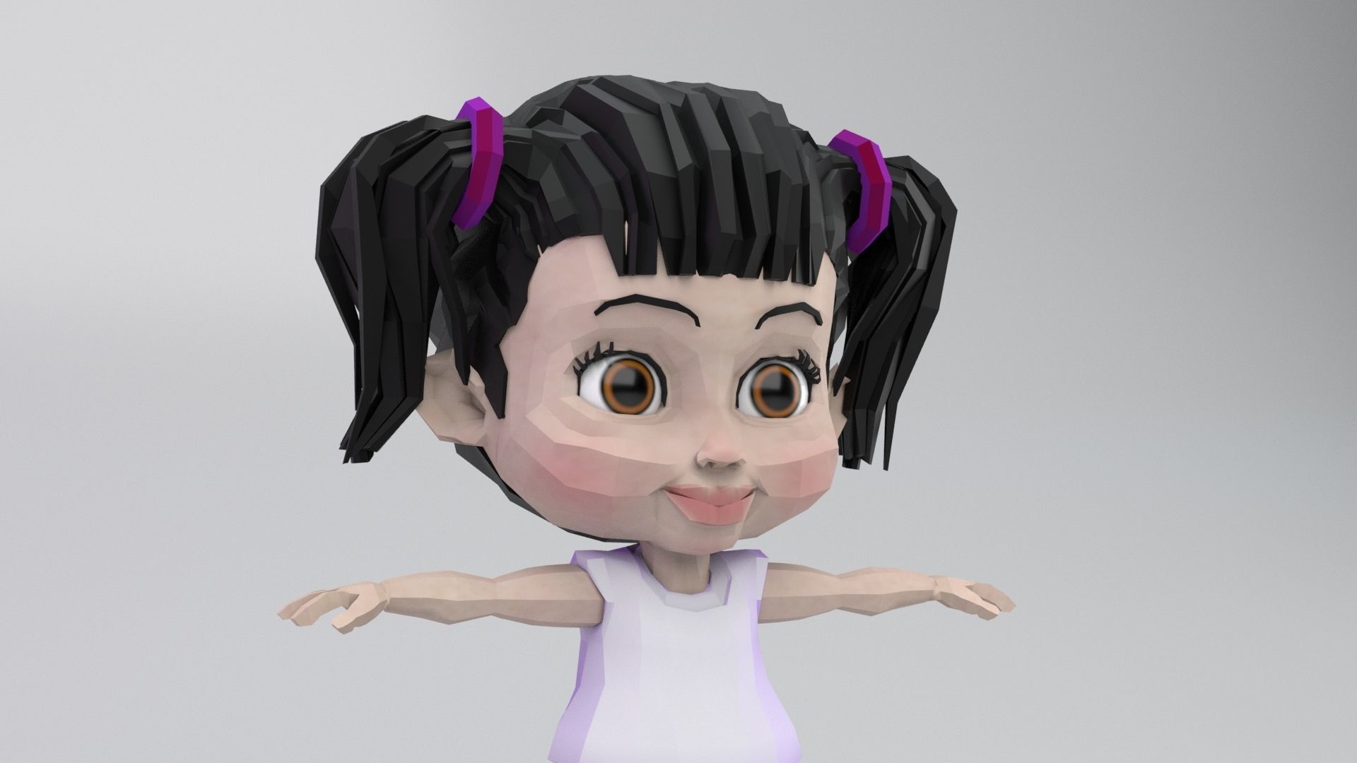 Cute Girl 3d Cartoon Model 3D model_6