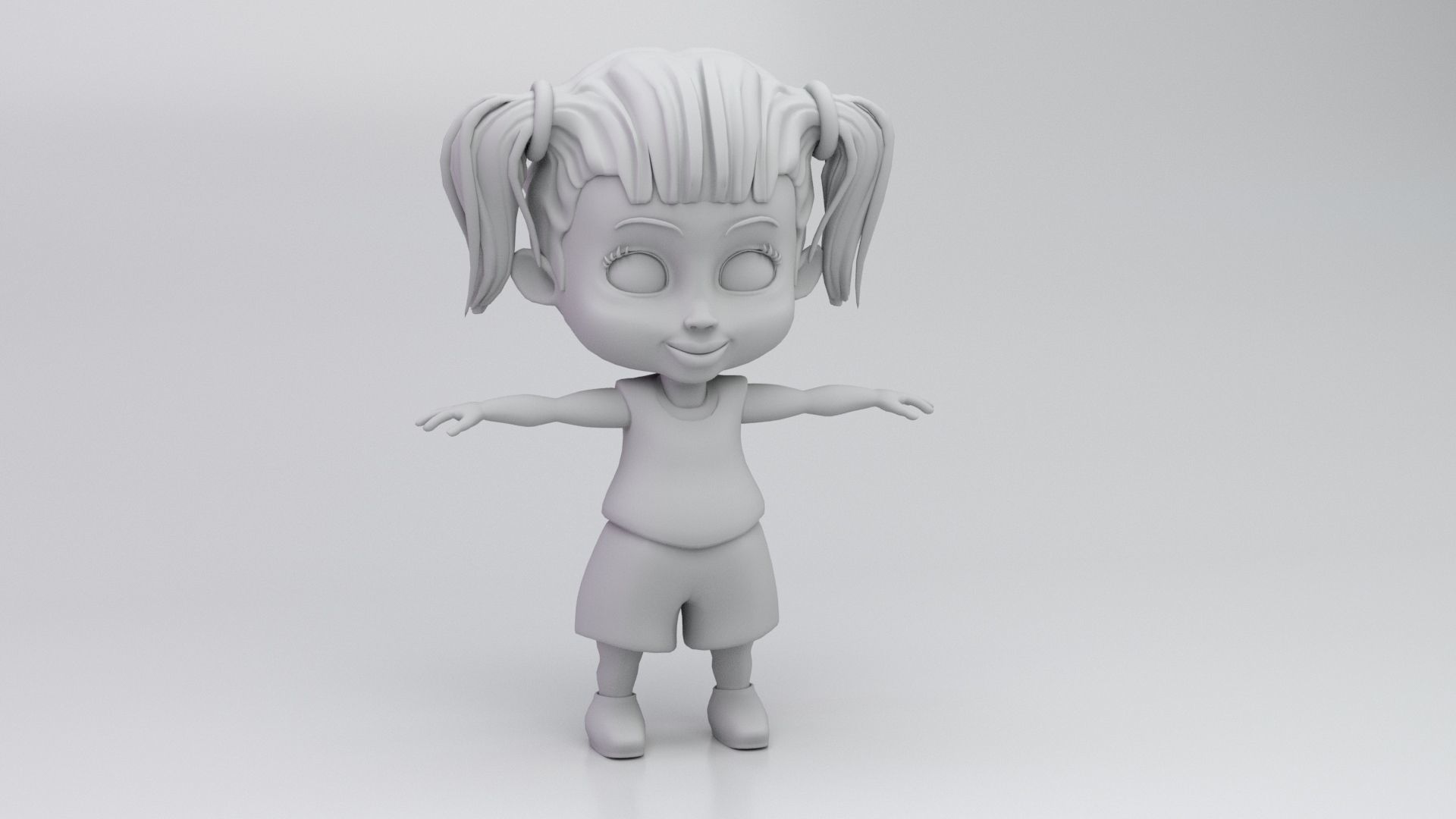 Cute Girl 3d Cartoon Model 3D model_11