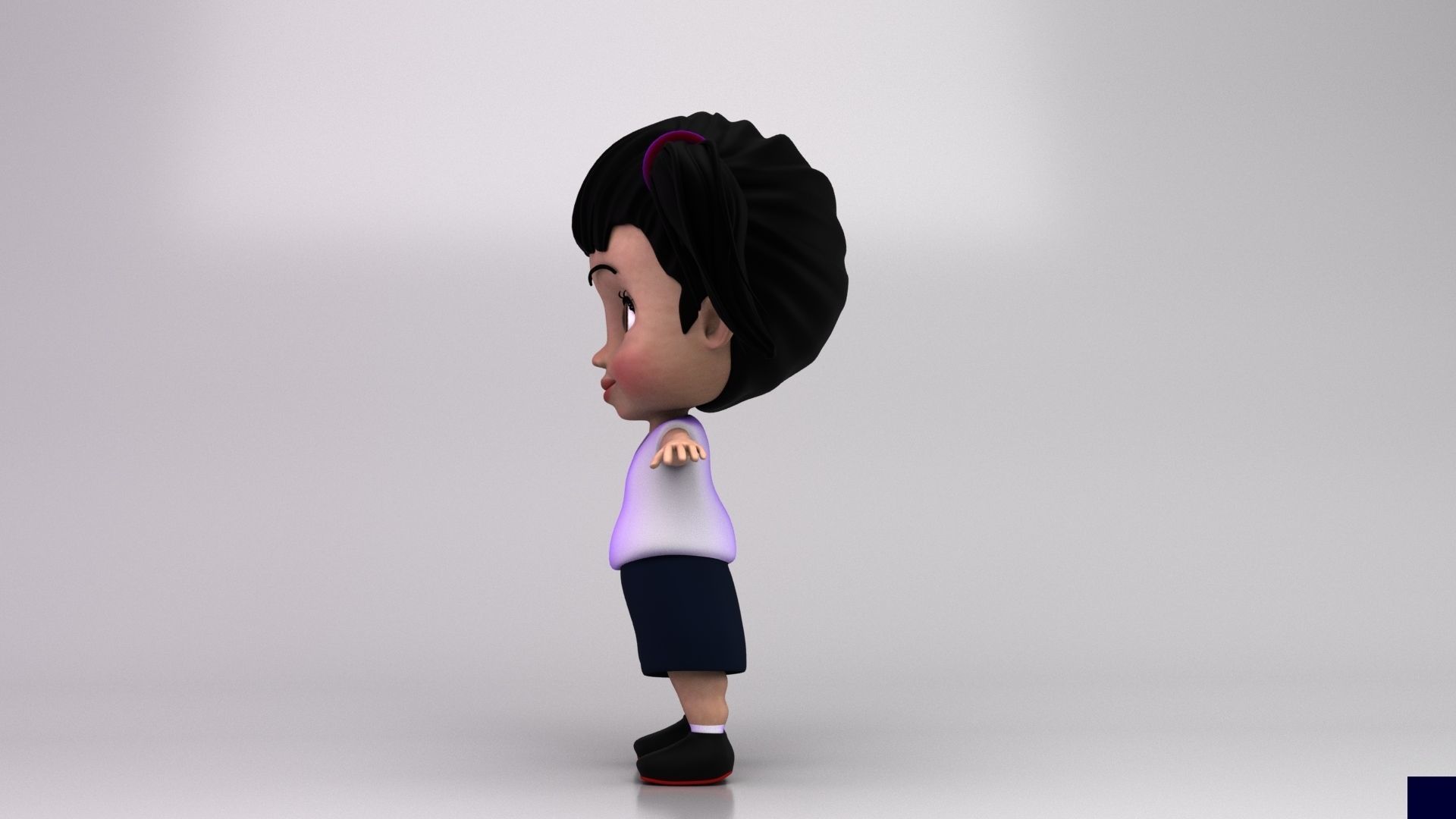 Cute Girl 3d Cartoon Model 3D model_1