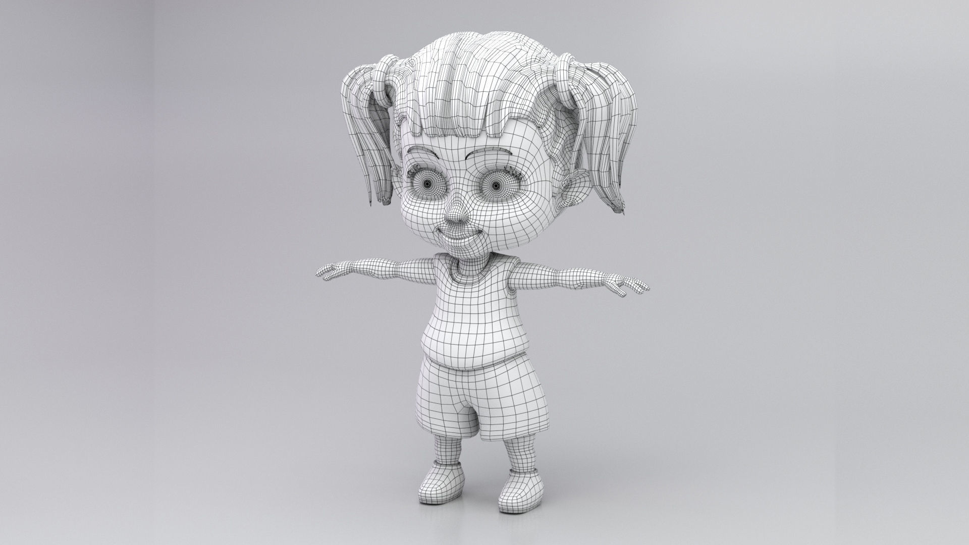 Cute Girl 3d Cartoon Model 3D model_9