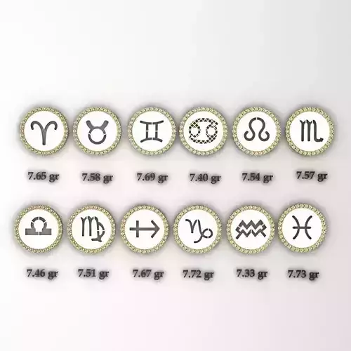 12 pendants symbolizing the Greek months with gemstones