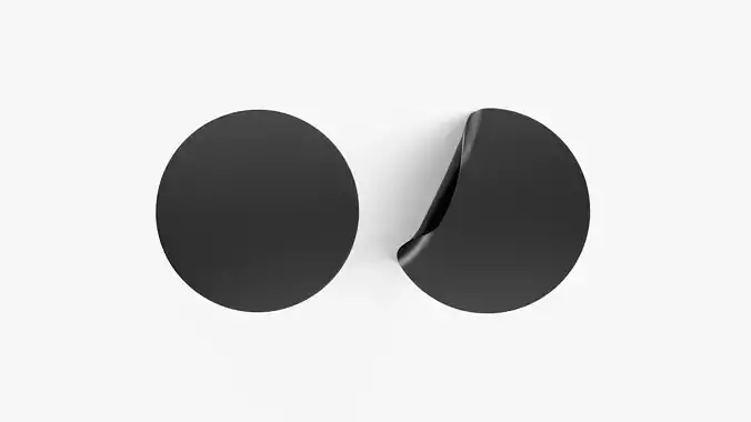 Two Black Round Stickers - smooth and curved sticky labels