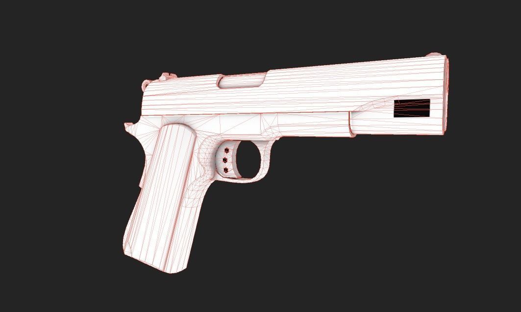 Modern Pistol 4 Low-poly 3D model_7