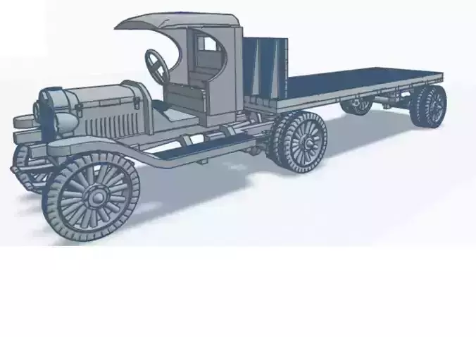 HO Scale 1920s Truck and Flatbed Trailer