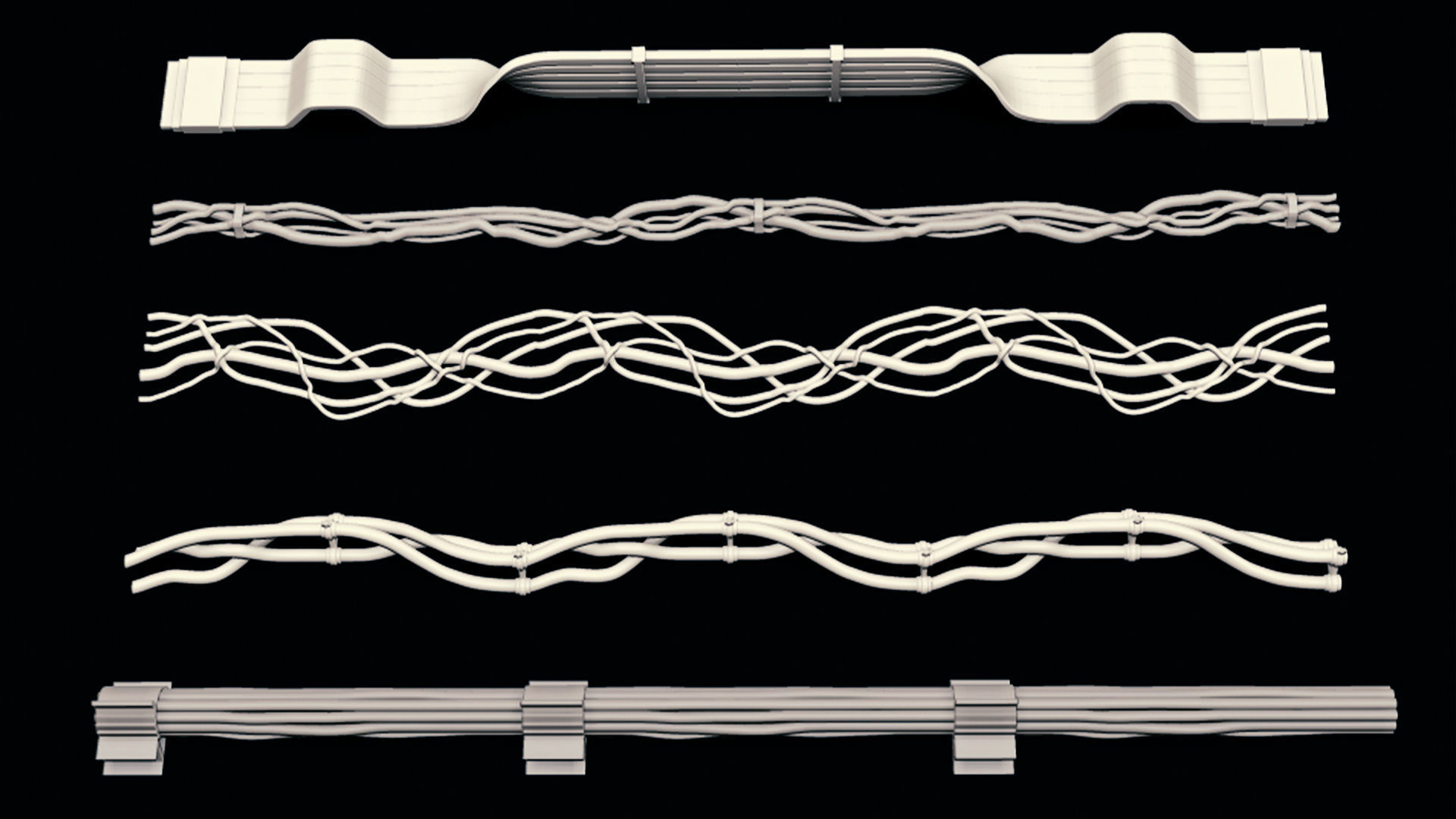 48 IMM CABLES and HOSES FOR ZBRUSH   HIGH and LOW POLY  Low-poly 3D model_7