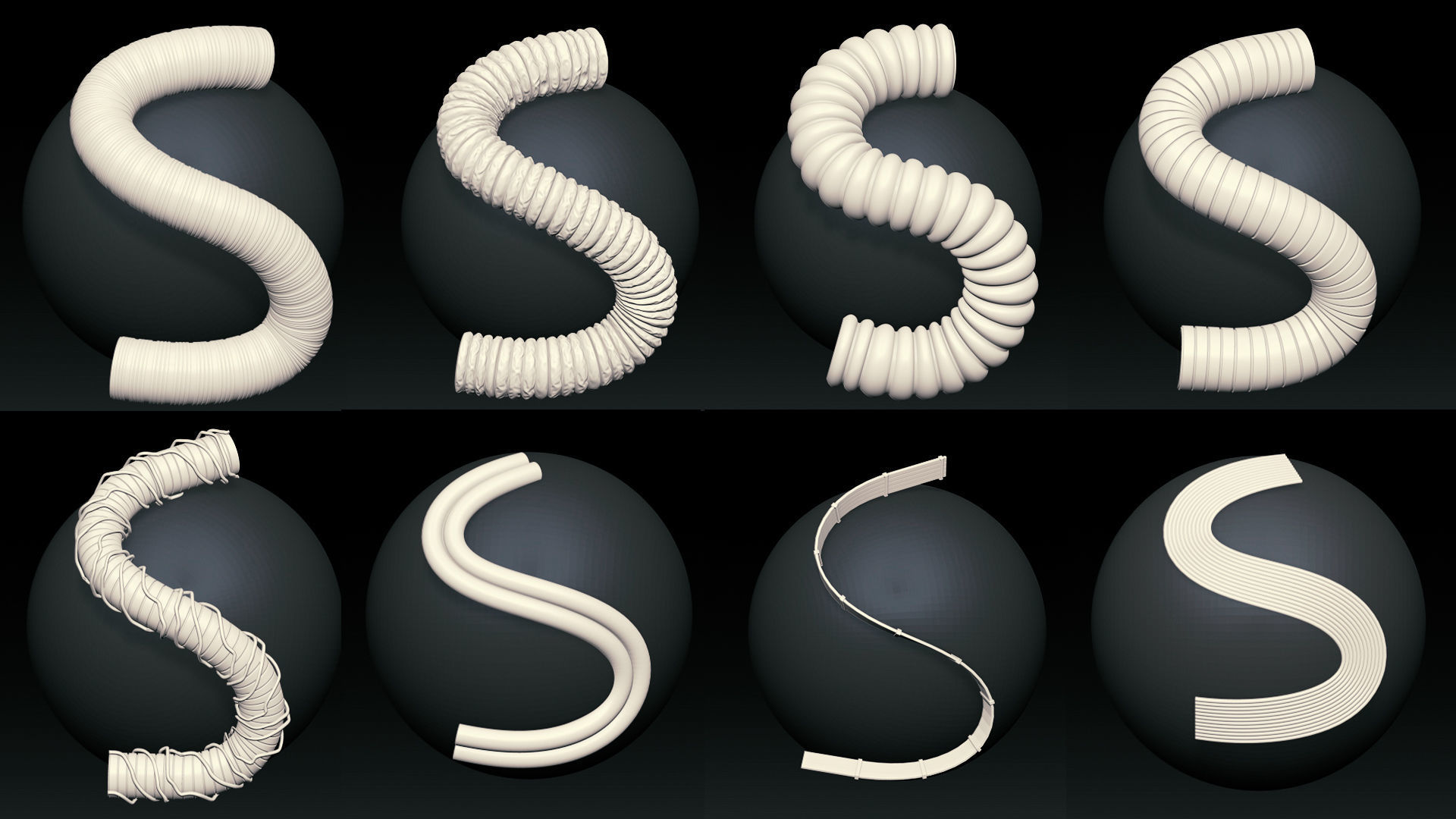 48 IMM CABLES and HOSES FOR ZBRUSH   HIGH and LOW POLY  Low-poly 3D model_3