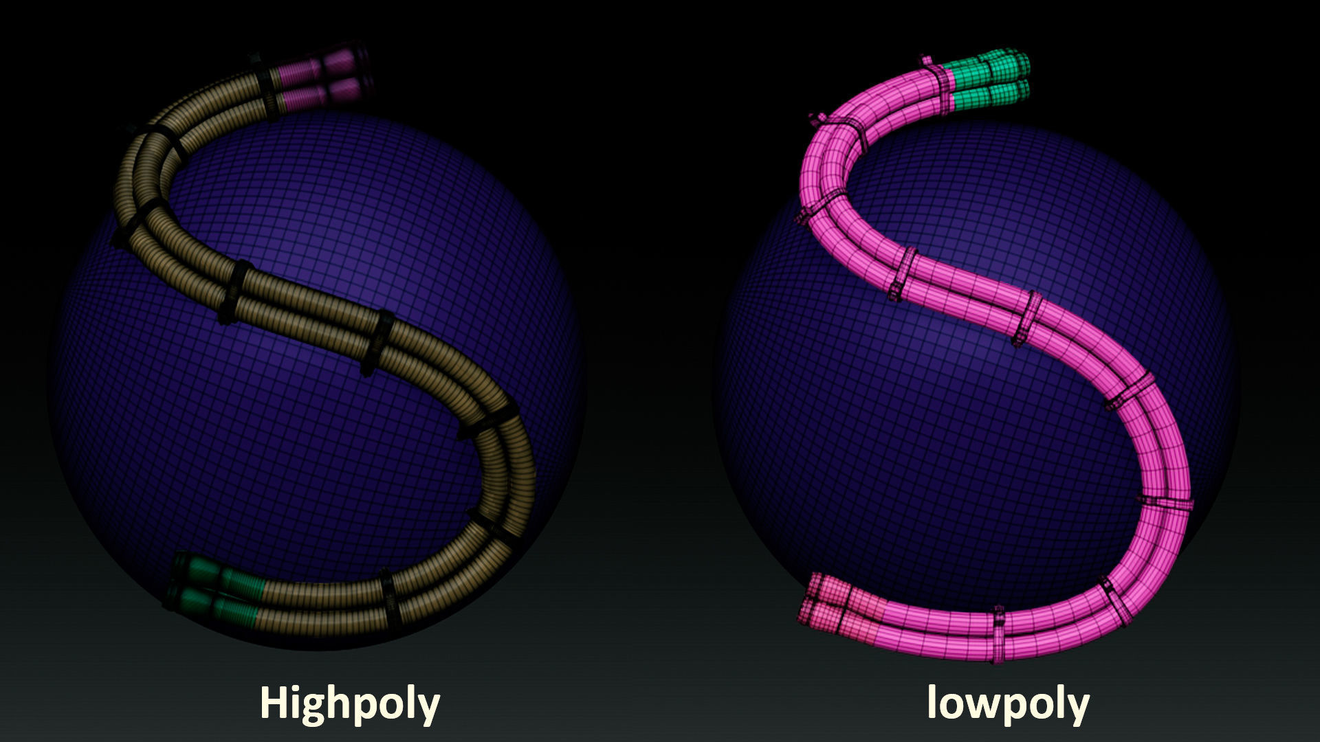 48 IMM CABLES and HOSES FOR ZBRUSH   HIGH and LOW POLY  Low-poly 3D model_5