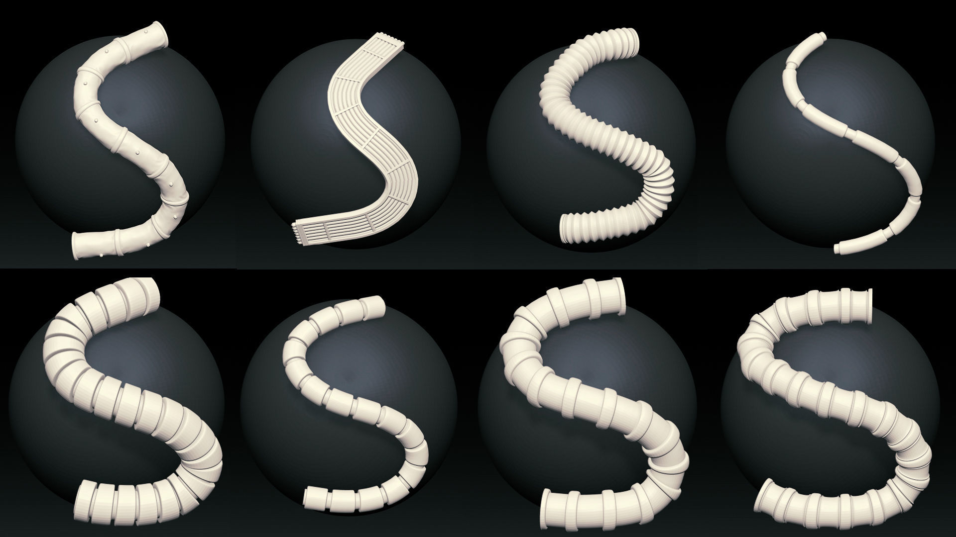 48 IMM CABLES and HOSES FOR ZBRUSH   HIGH and LOW POLY  Low-poly 3D model_2