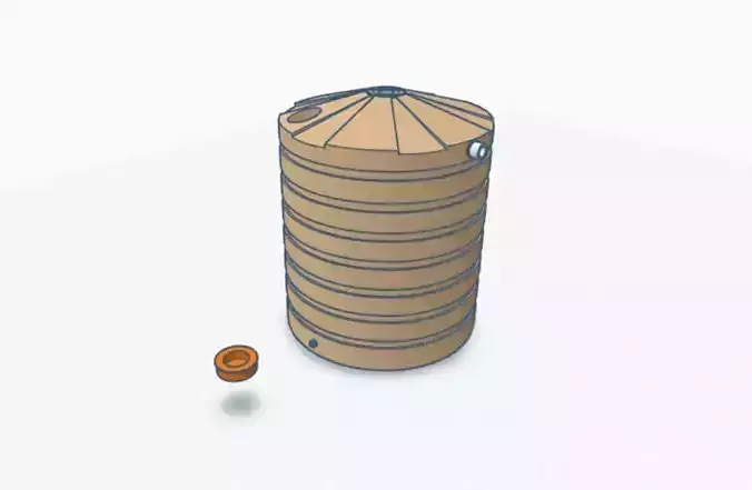 HO SCALE 5000LT ROUND WATER TANK 3D print model