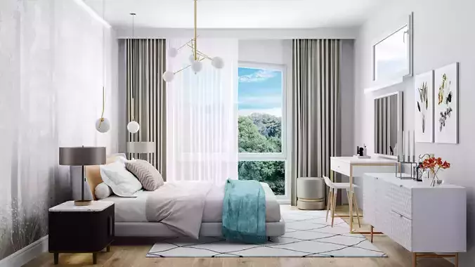 Scene bedroom interior 