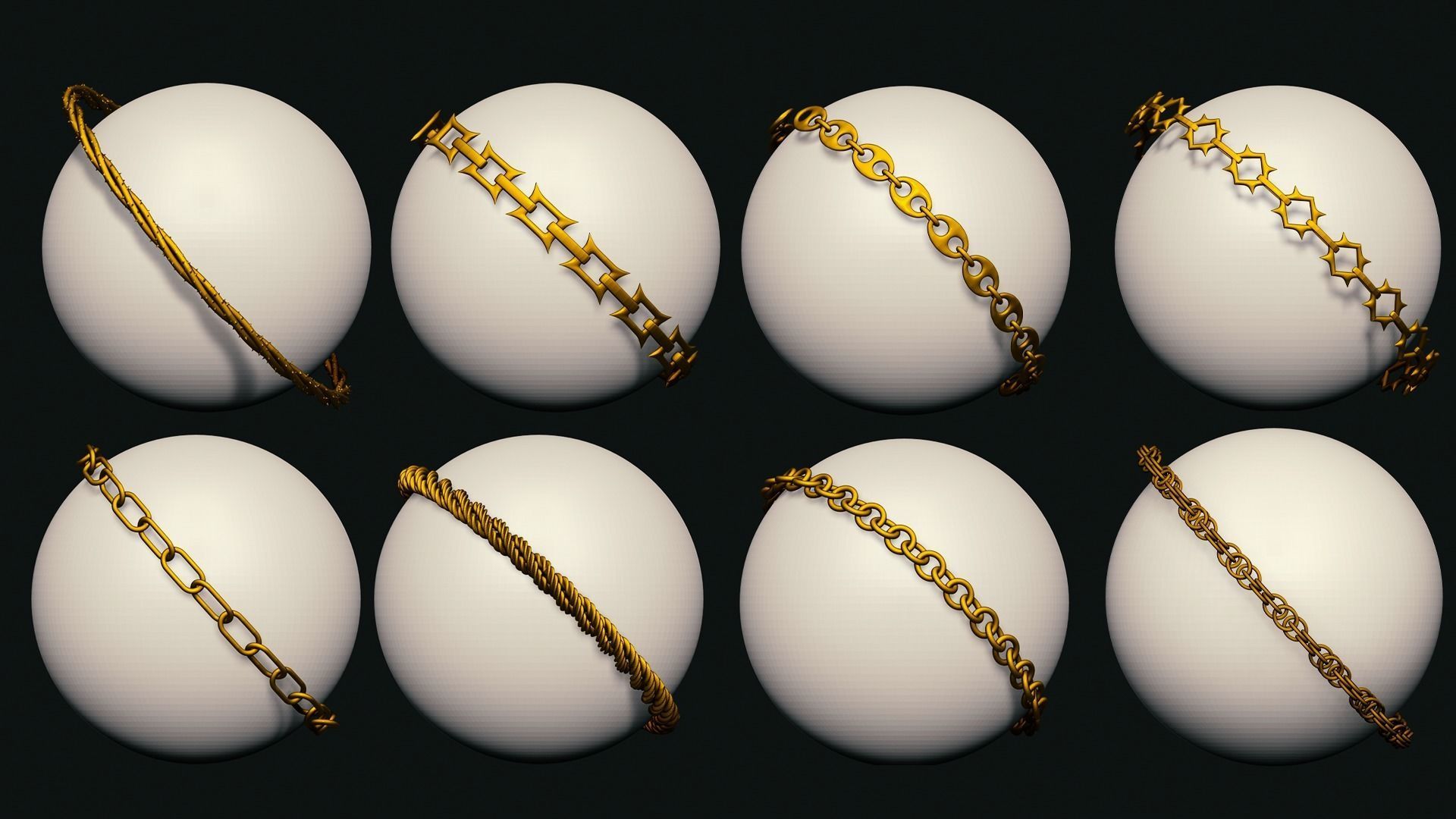 63 SCI-FI CHAIN IMM BRUSHES FOR ZBRSUH HIGH and LOWPOLY Low-poly 3D model_5