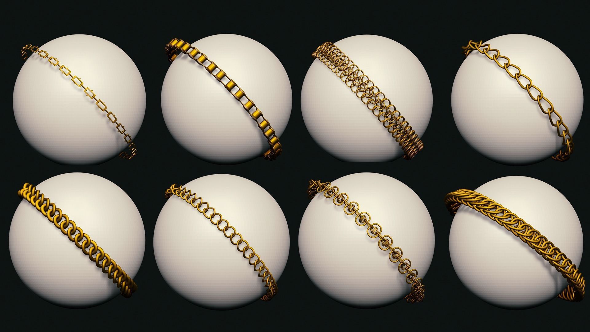 63 SCI-FI CHAIN IMM BRUSHES FOR ZBRSUH HIGH and LOWPOLY Low-poly 3D model_3