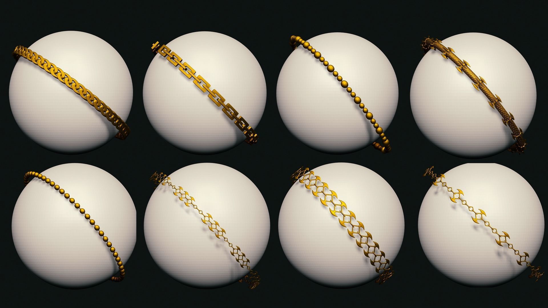 63 SCI-FI CHAIN IMM BRUSHES FOR ZBRSUH HIGH and LOWPOLY Low-poly 3D model_2