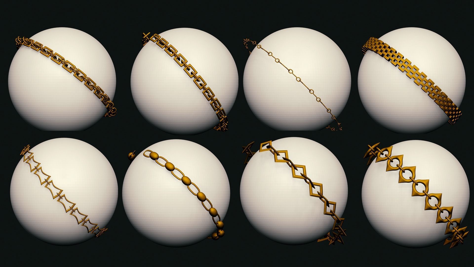 63 SCI-FI CHAIN IMM BRUSHES FOR ZBRSUH HIGH and LOWPOLY Low-poly 3D model_6