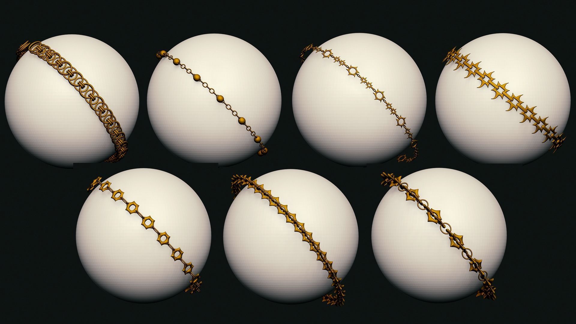 63 SCI-FI CHAIN IMM BRUSHES FOR ZBRSUH HIGH and LOWPOLY Low-poly 3D model_8