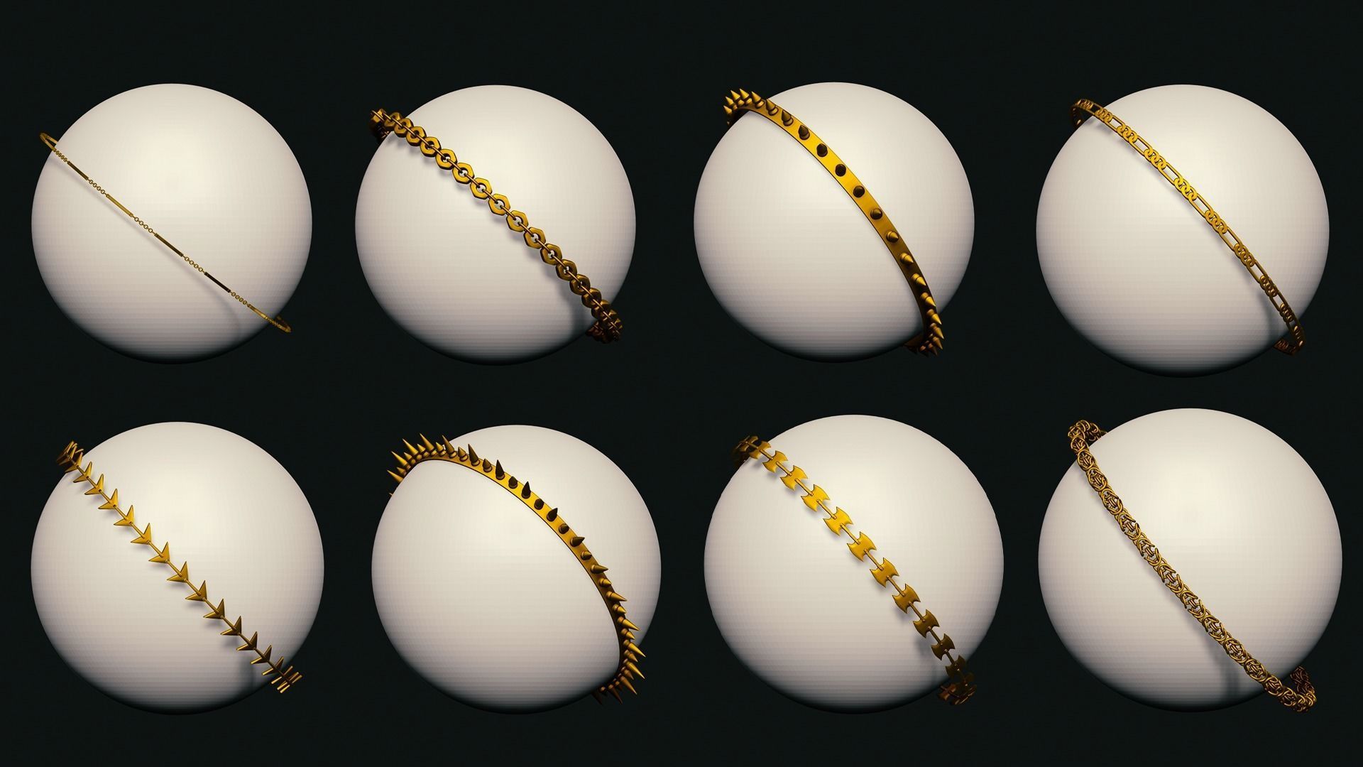 63 SCI-FI CHAIN IMM BRUSHES FOR ZBRSUH HIGH and LOWPOLY Low-poly 3D model_1