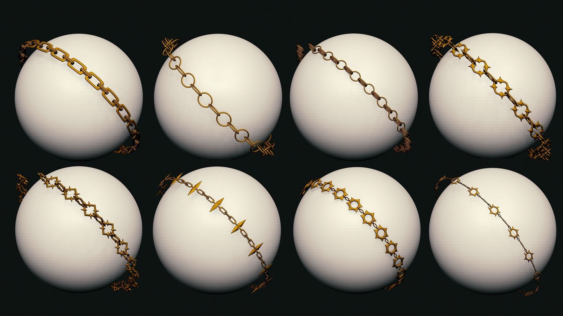 63 SCI-FI CHAIN IMM BRUSHES FOR ZBRSUH HIGH and LOWPOLY Low-poly 3D model_7