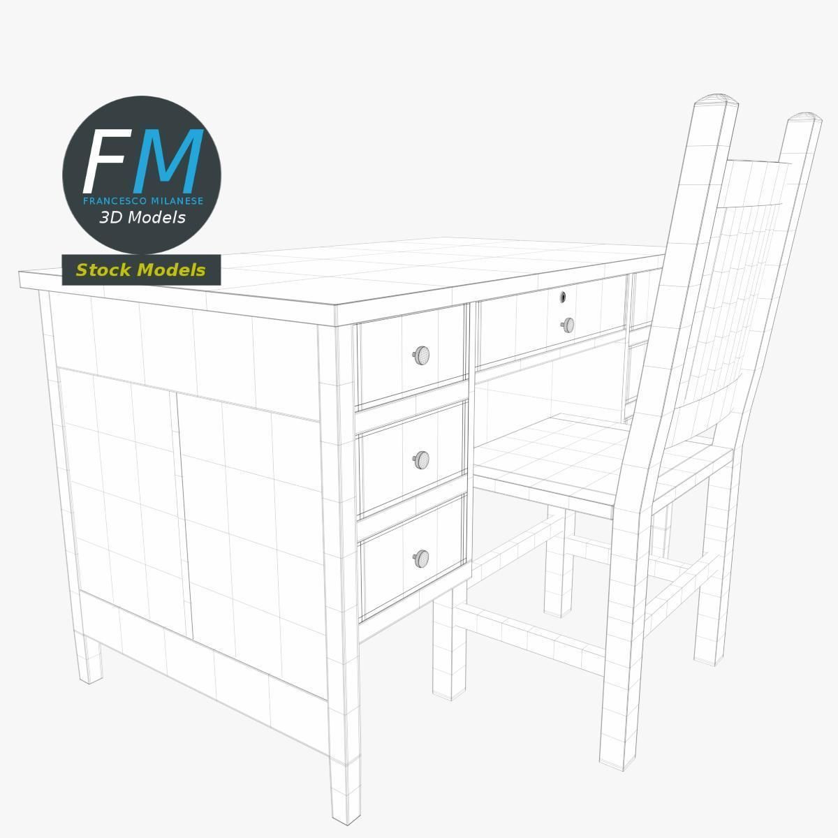 Teacher desk 3 3D model_7