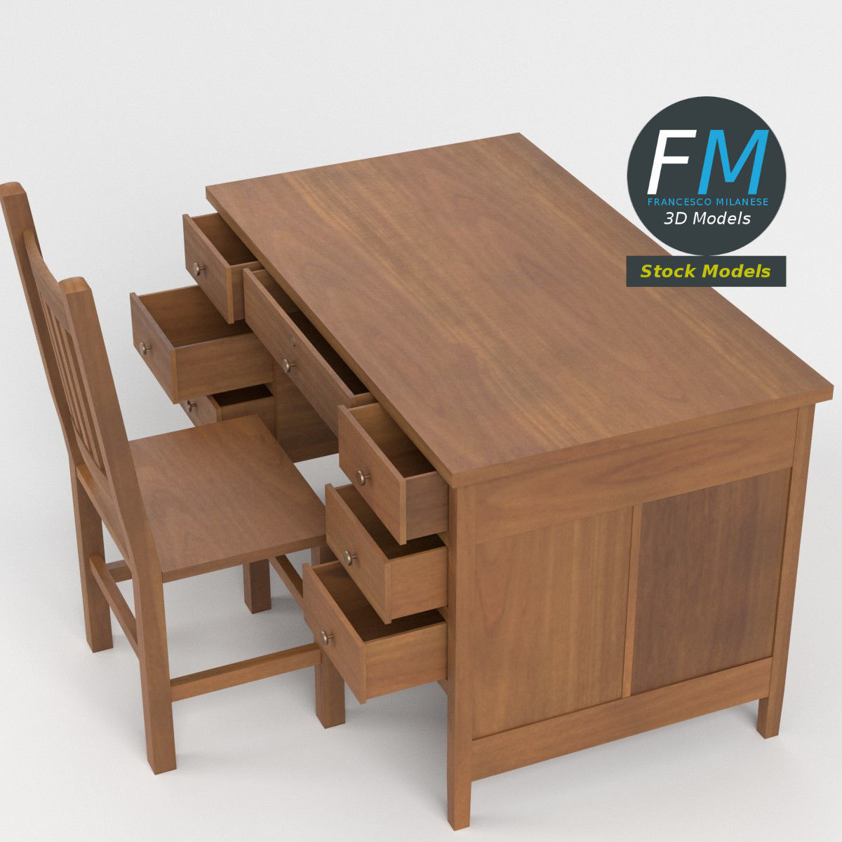 Teacher desk 3 3D model_2