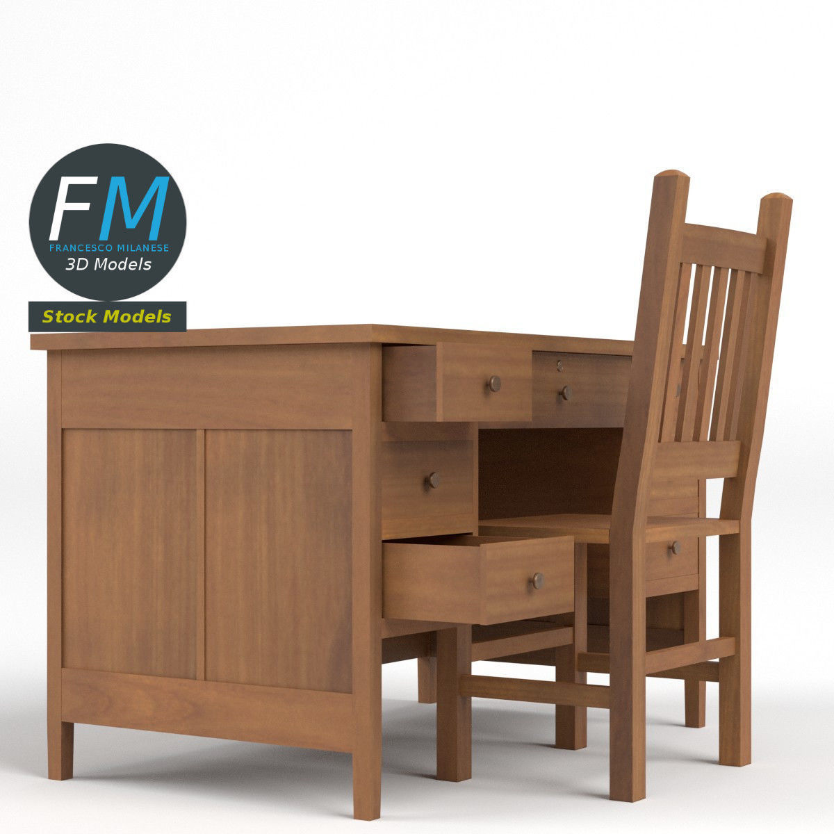 Teacher desk 3 3D model_4