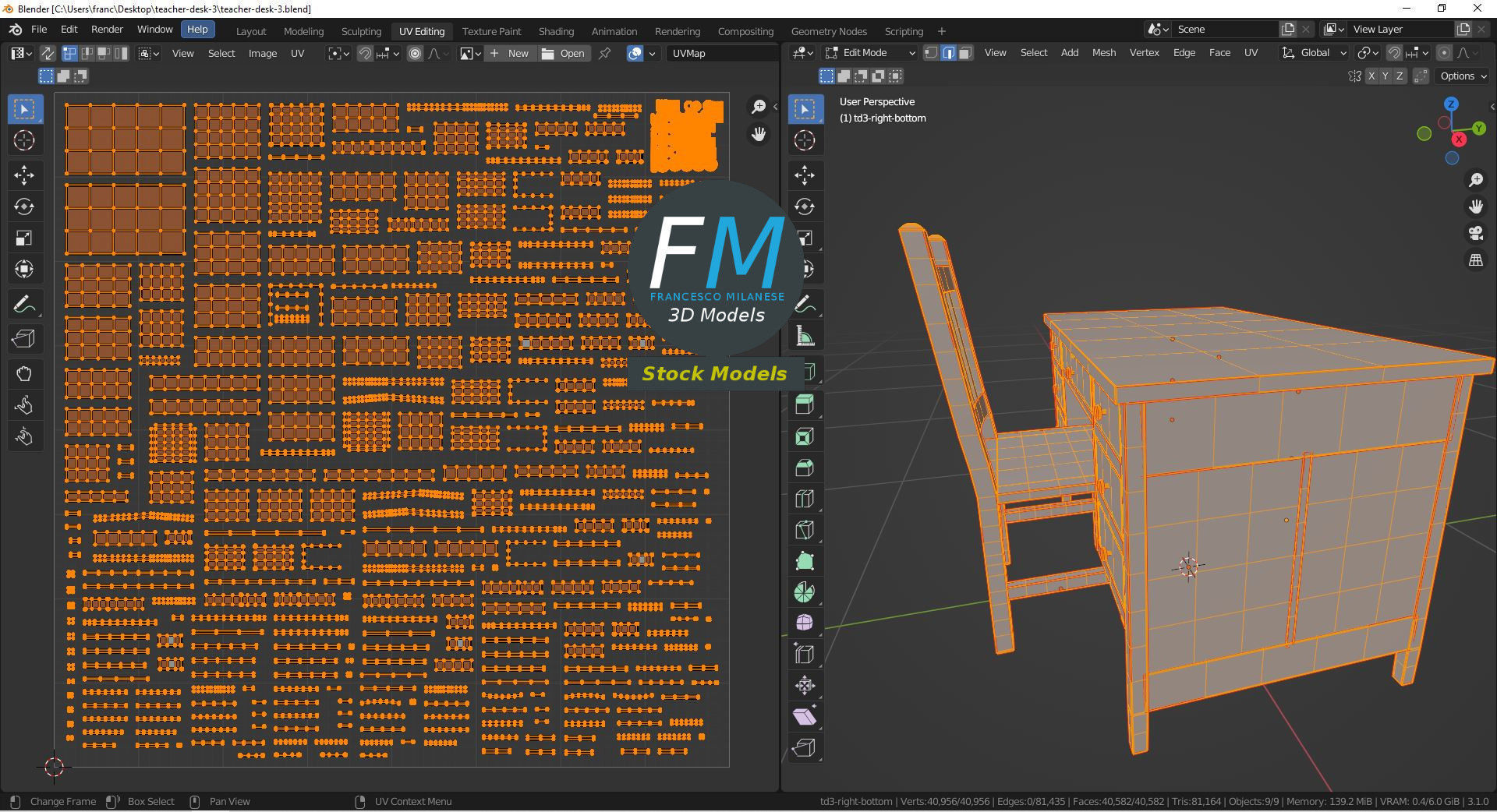 Teacher desk 3 3D model_10