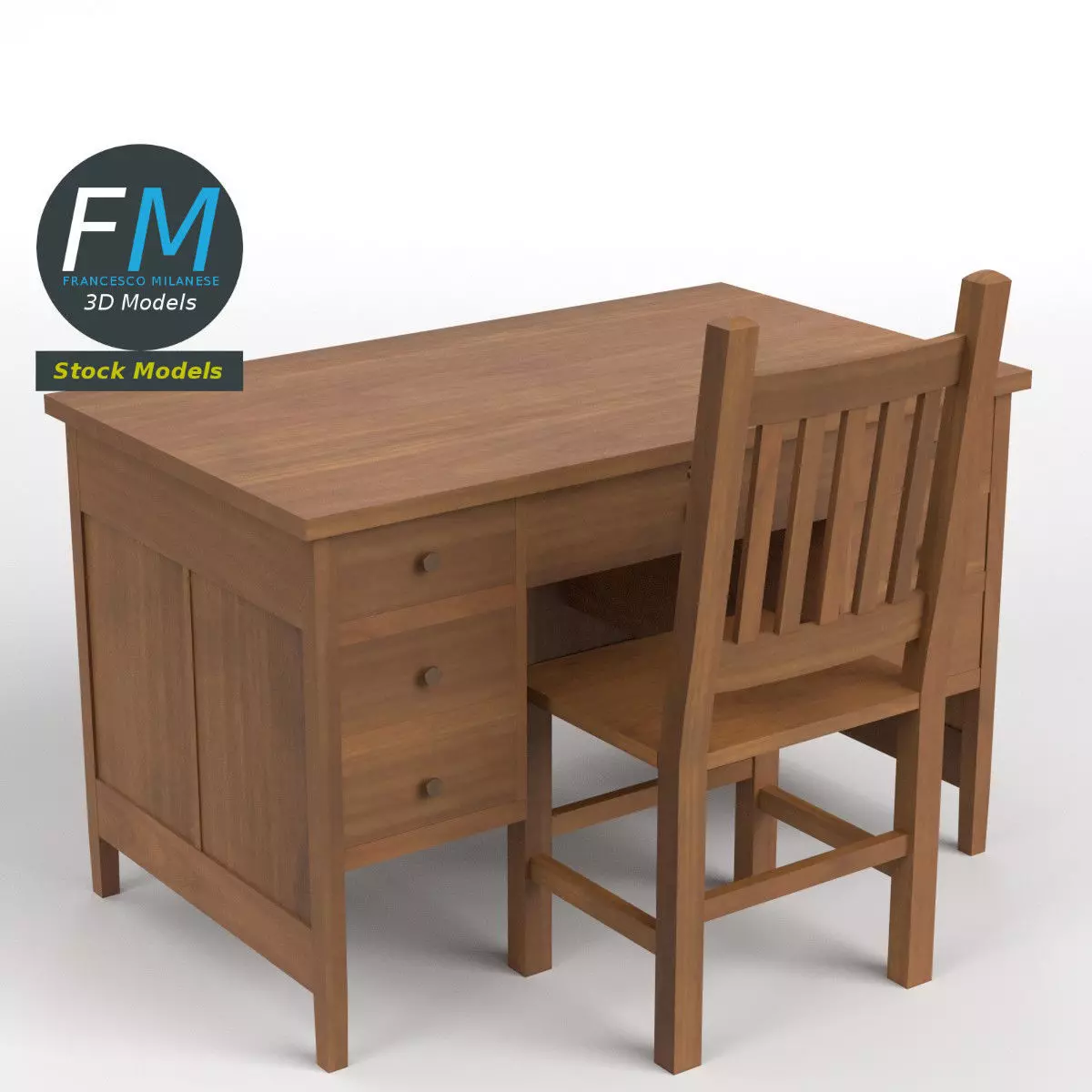 Teacher desk 3 3D model_0