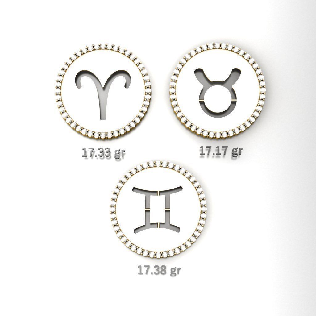 12 GREEK PENDANTS WITH GEMSTONES 3D model_2