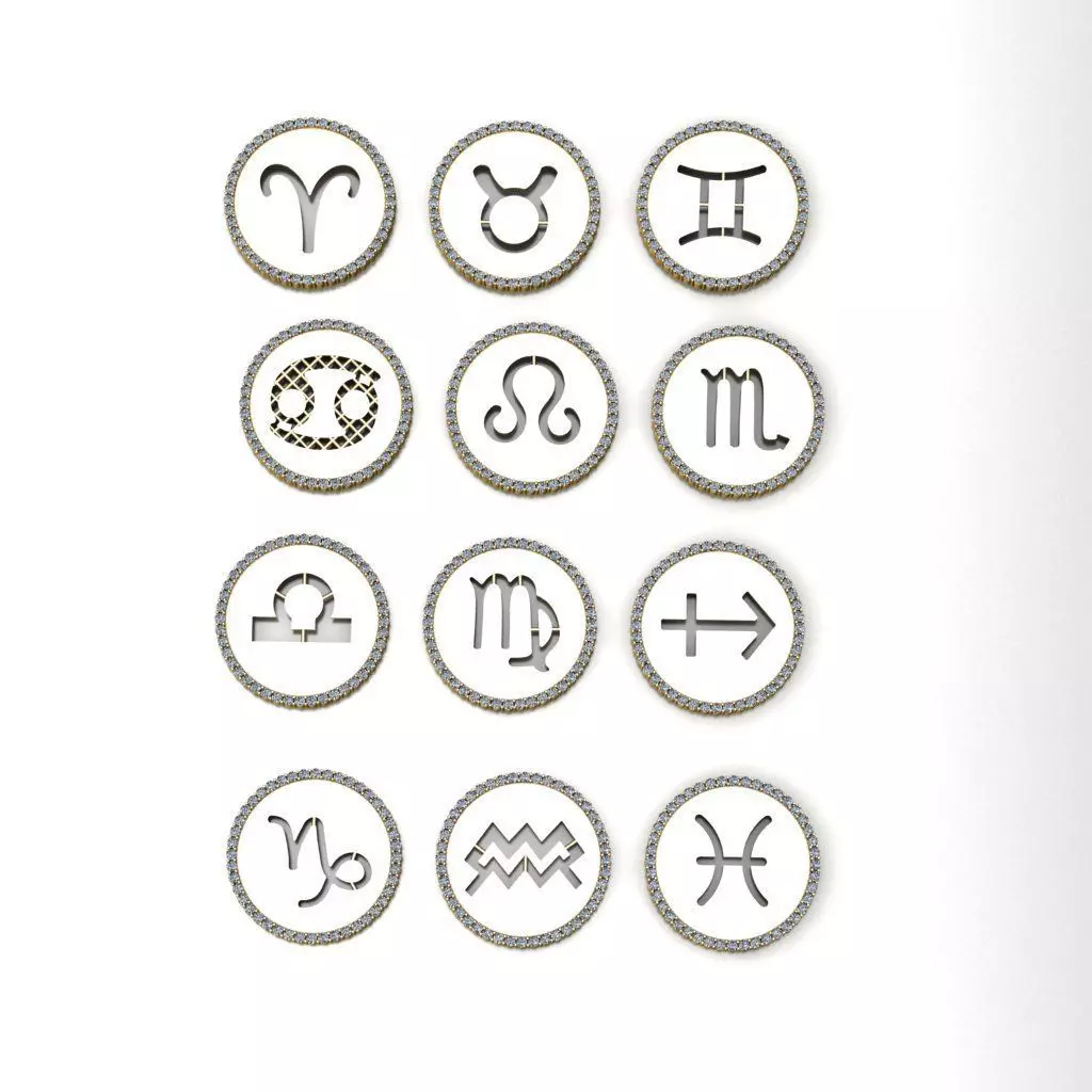 12 GREEK PENDANTS WITH GEMSTONES 3D model_0