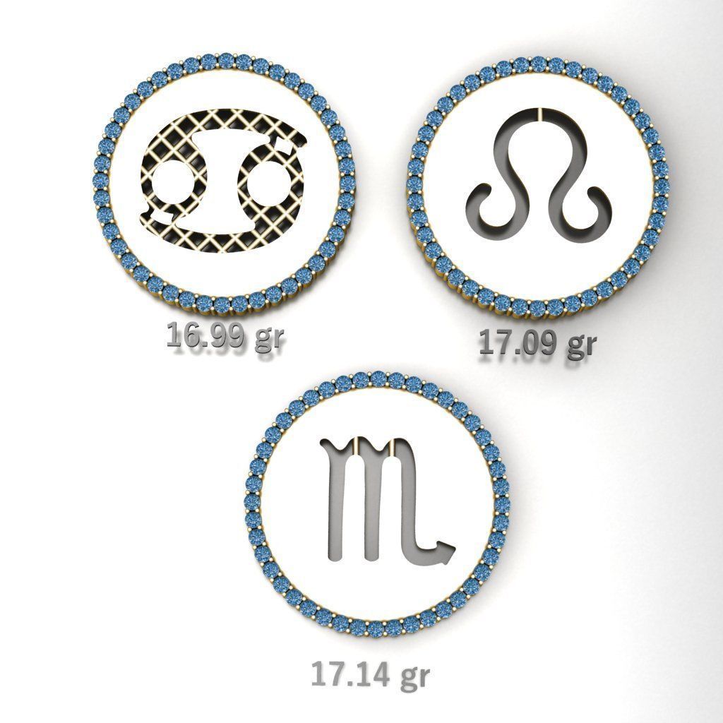 12 GREEK PENDANTS WITH GEMSTONES 3D model_3