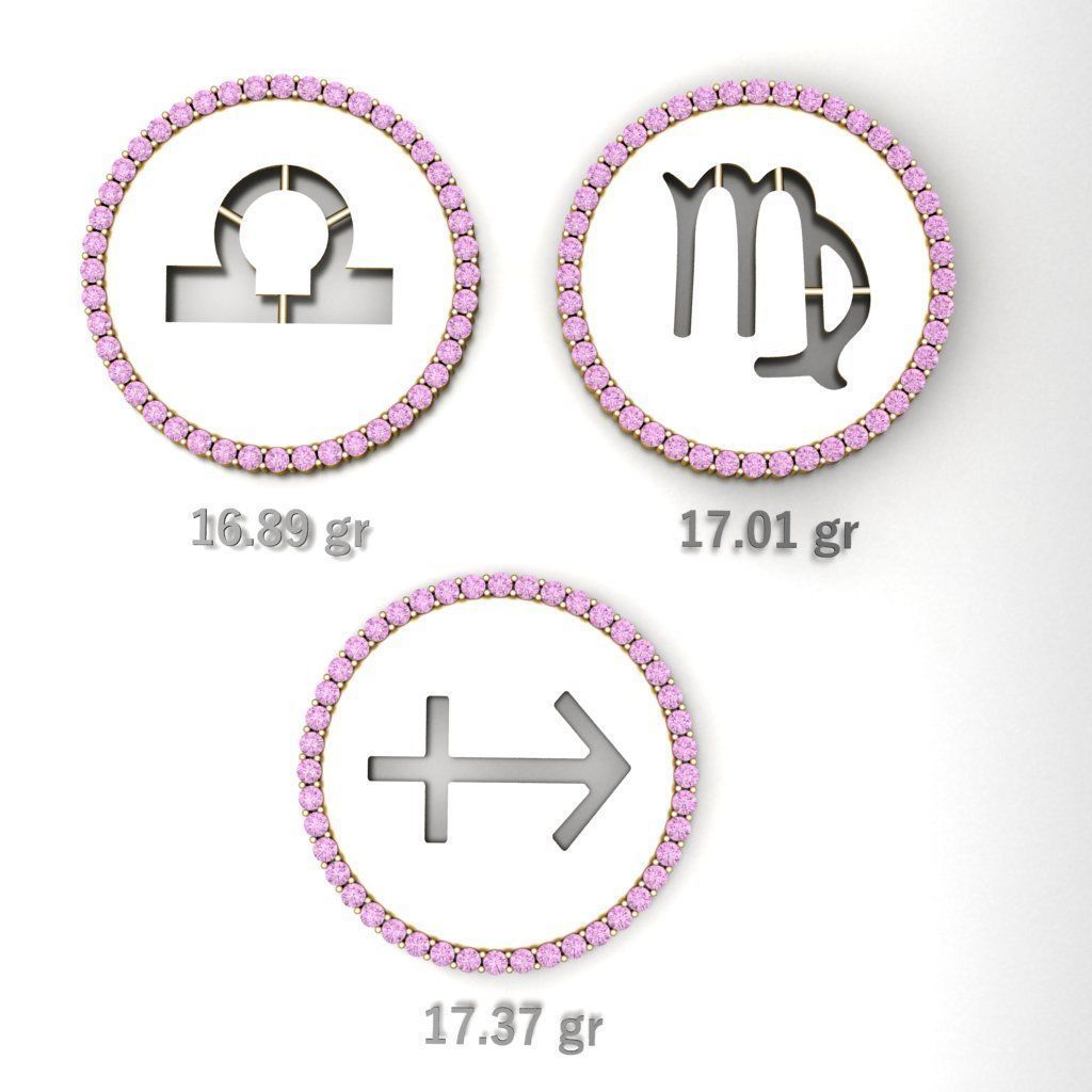 12 GREEK PENDANTS WITH GEMSTONES 3D model_4