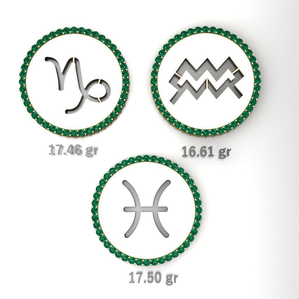 12 GREEK PENDANTS WITH GEMSTONES 3D model_5