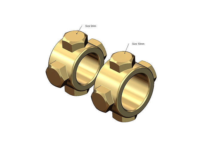 Hexagonal bolt head motif bead and charm 3D print model