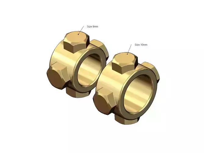 Hexagonal bolt head motif bead and charm